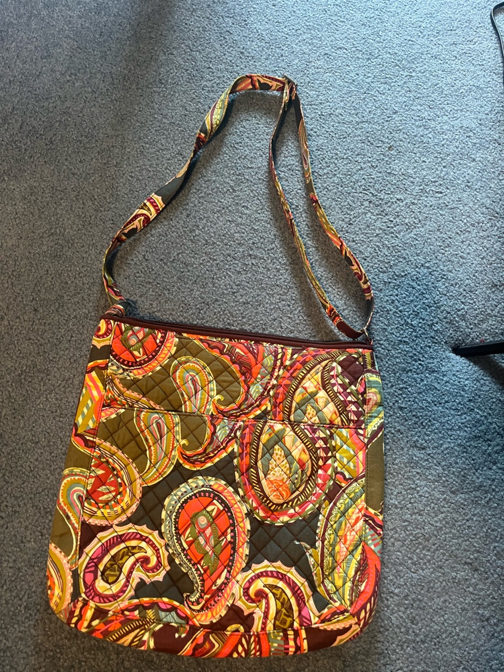 Vera Bradley Olive Multicolor Paisley Quilted Crossbody